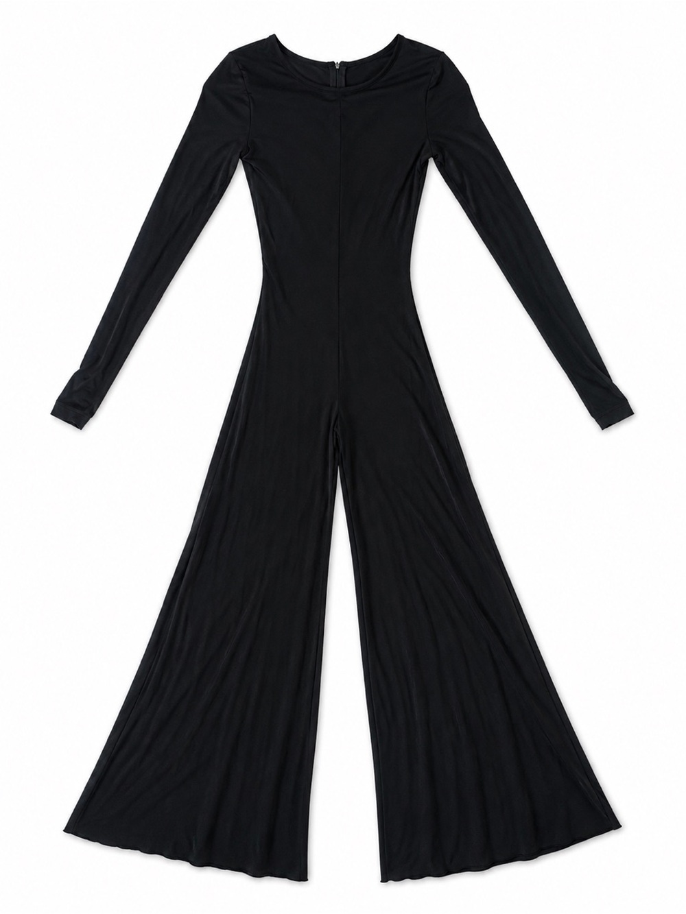 Black Long-Sleeve Wide-Leg Jumpsuit